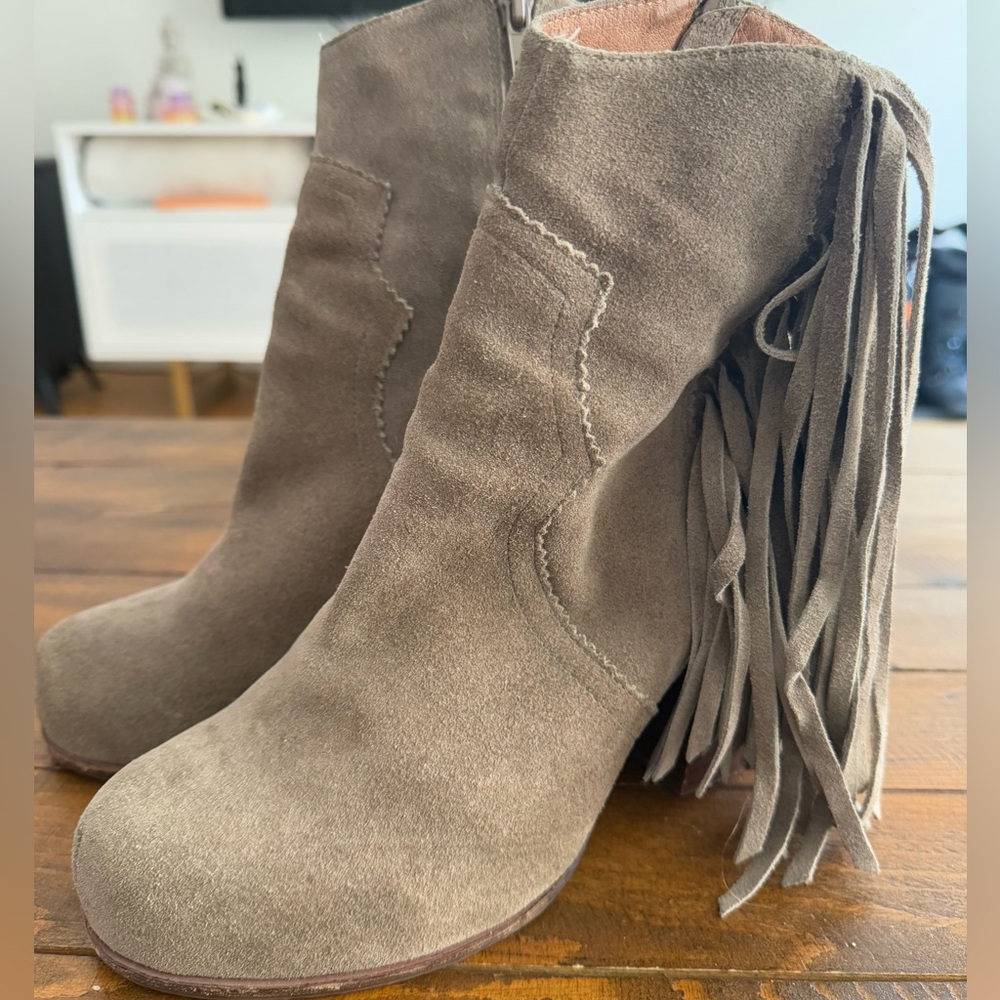 Jeffrey Campbell suede fringe boots